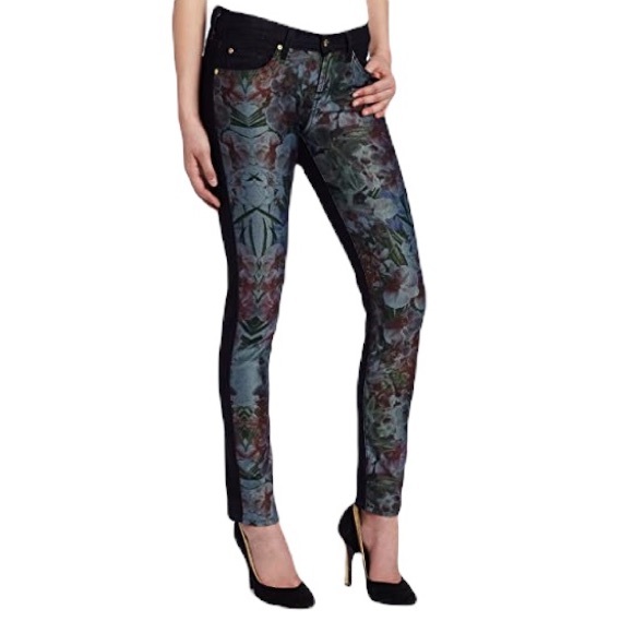 7 for all mankind slim cigarette 7 for all Mankind Floral Tropical Paradise Slim Cigarette Skinny Jeans
